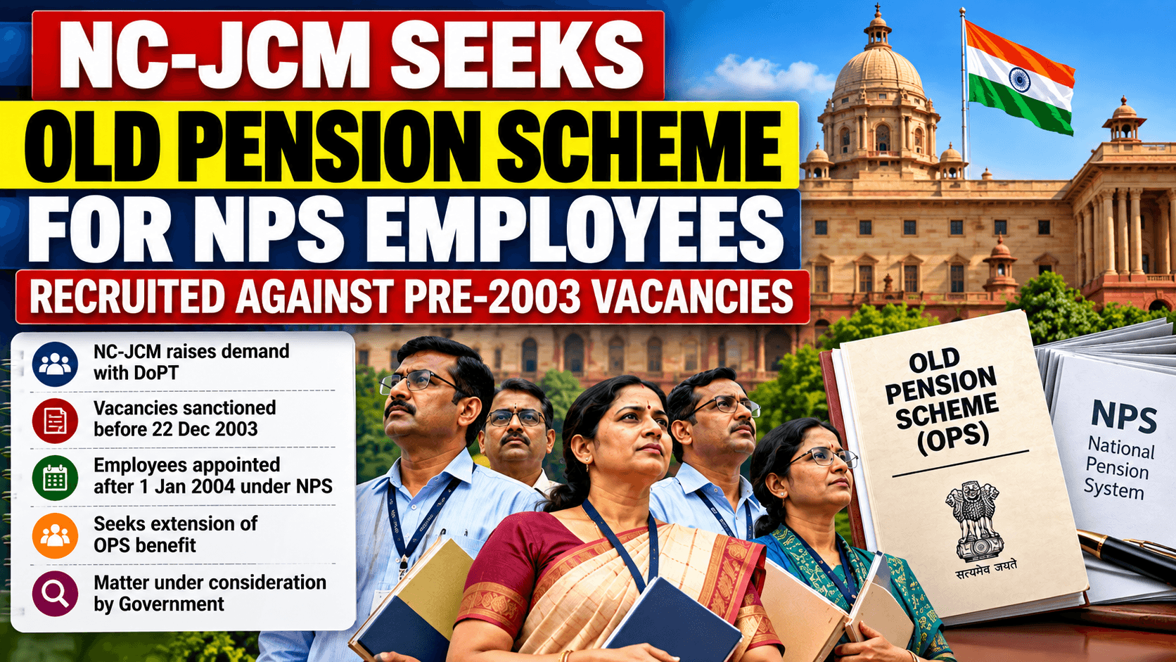 NC-JCM Seeks Old Pension Scheme for NPS Employees Recruited Against Pre-2003 Vacancies