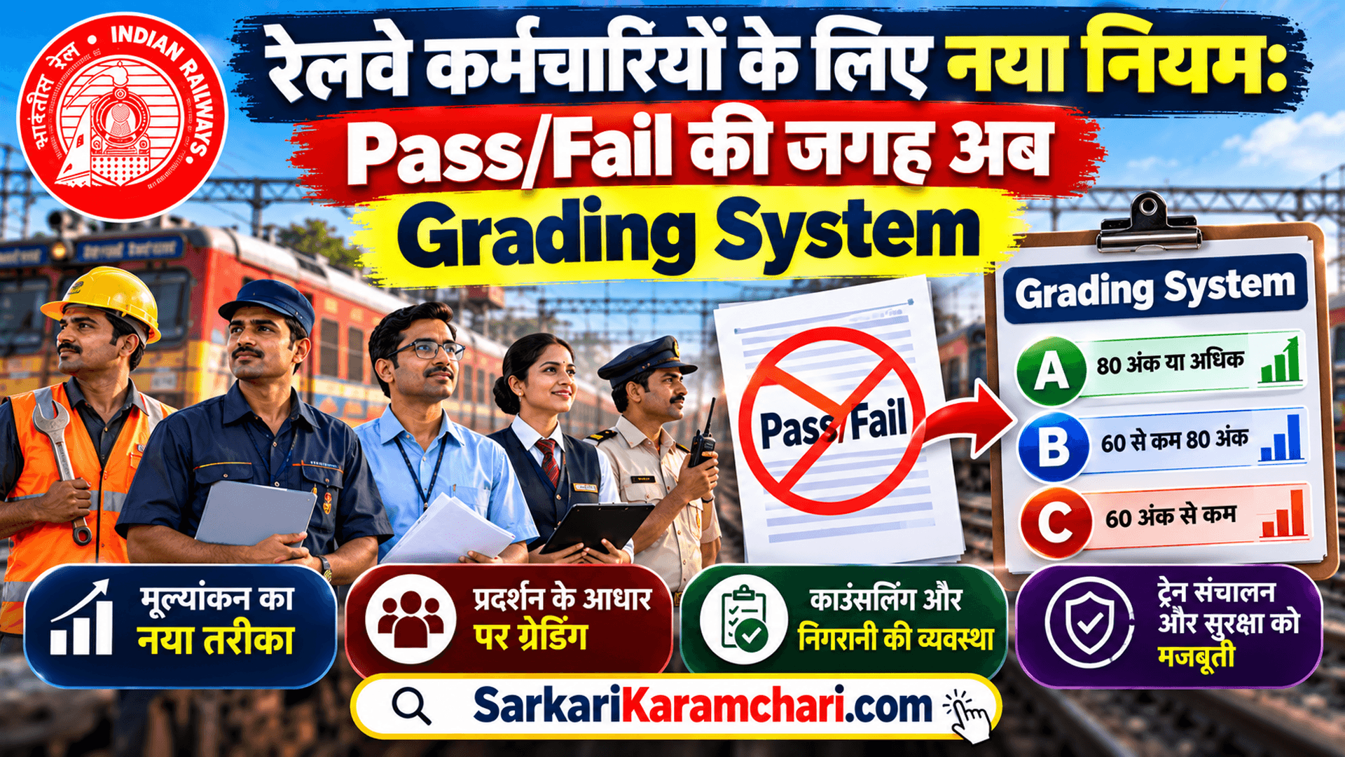रेलवे कर्मचारियों के लिए नया नियम: Pass/Fail की जगह अब Grading System