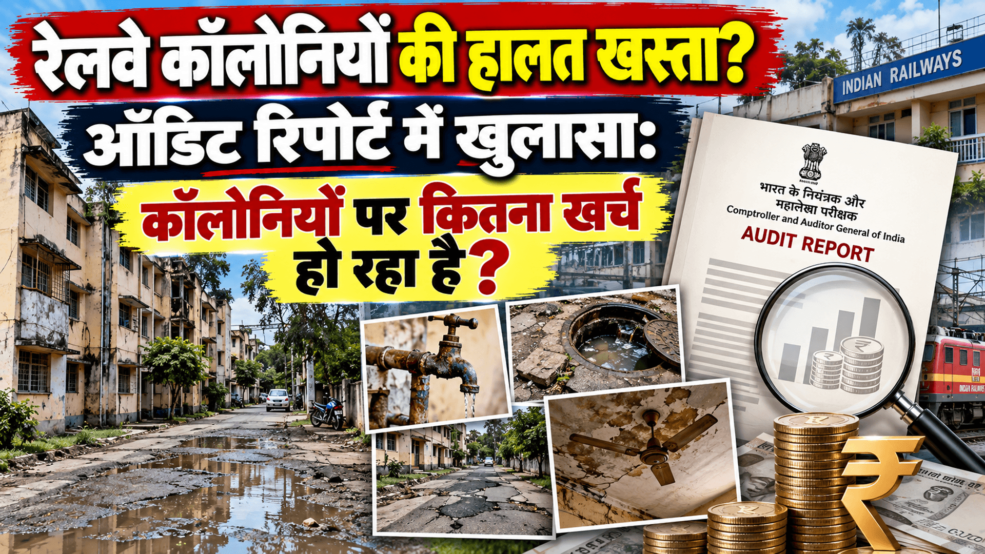 रेलवे कॉलोनियों की हालत खस्ता? ऑडिट रिपोर्ट में खुलासा: कॉलोनियों पर कितना खर्च हो रहा है?