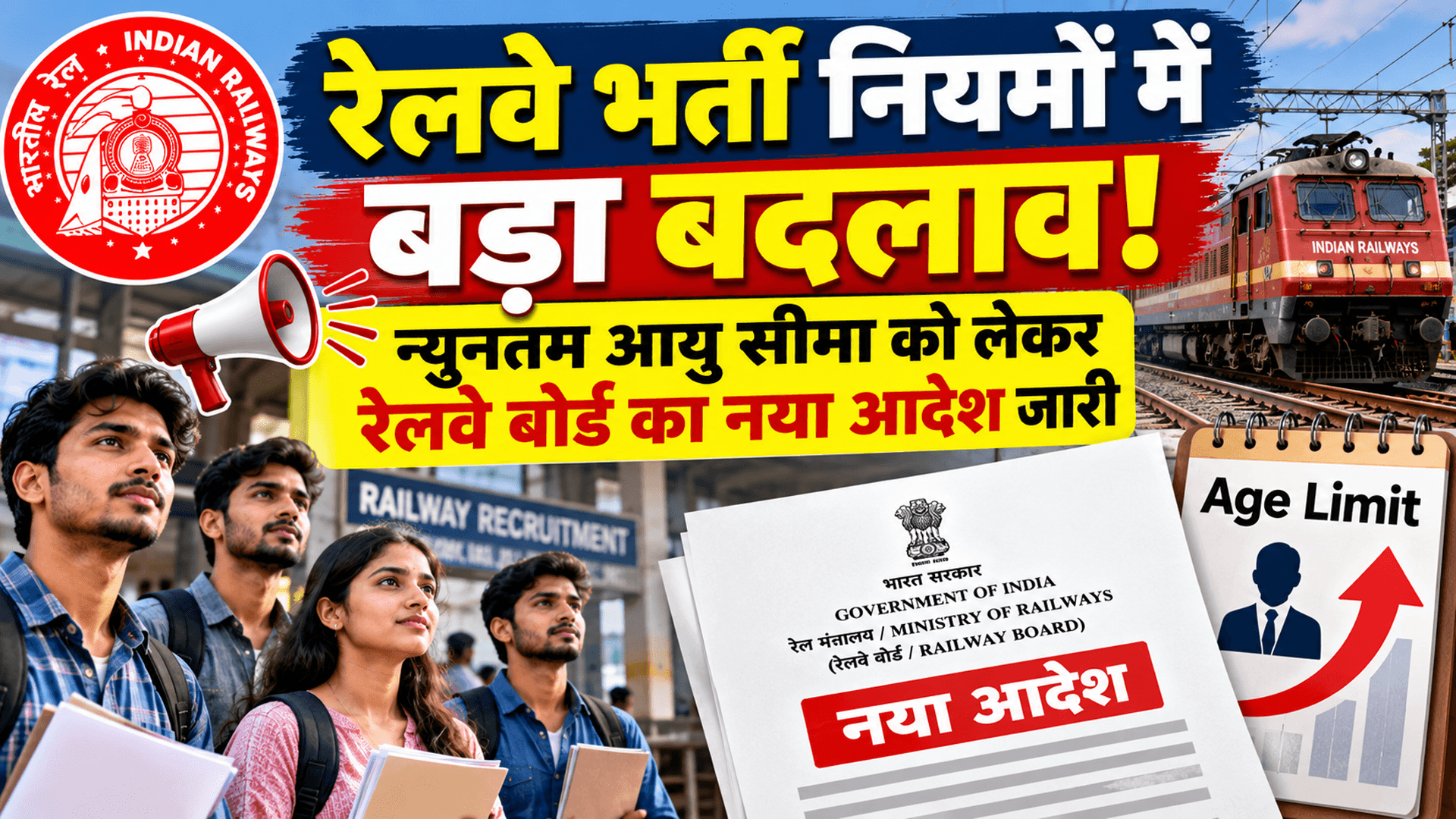 रेलवे भर्ती नियमों में बड़ा बदलाव! न्यूनतम आयु सीमा को लेकर रेलवे बोर्ड का नया आदेश जारी