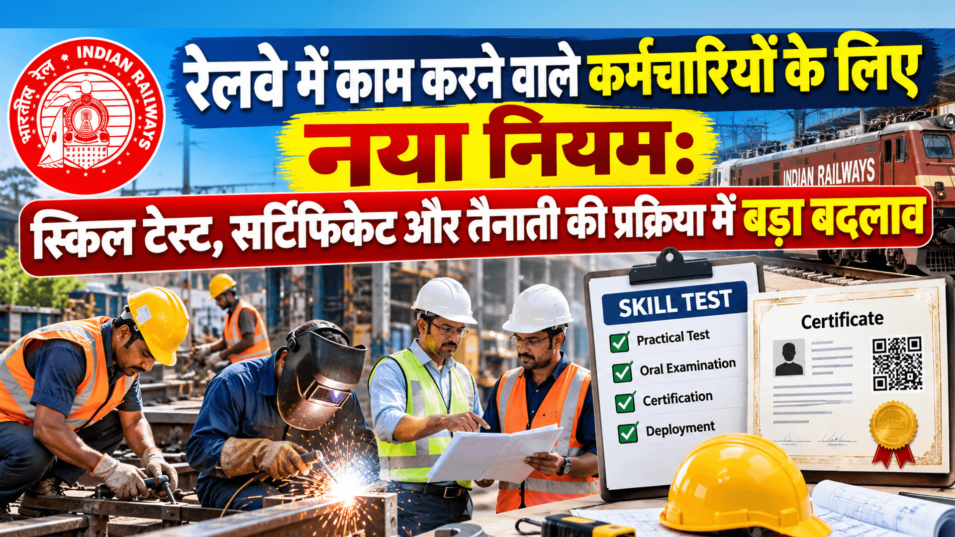 रेलवे में काम करने वाले कर्मचारियों के लिए नया नियम: स्किल टेस्ट, सर्टिफिकेट और तैनाती की प्रक्रिया में बड़ा बदलाव